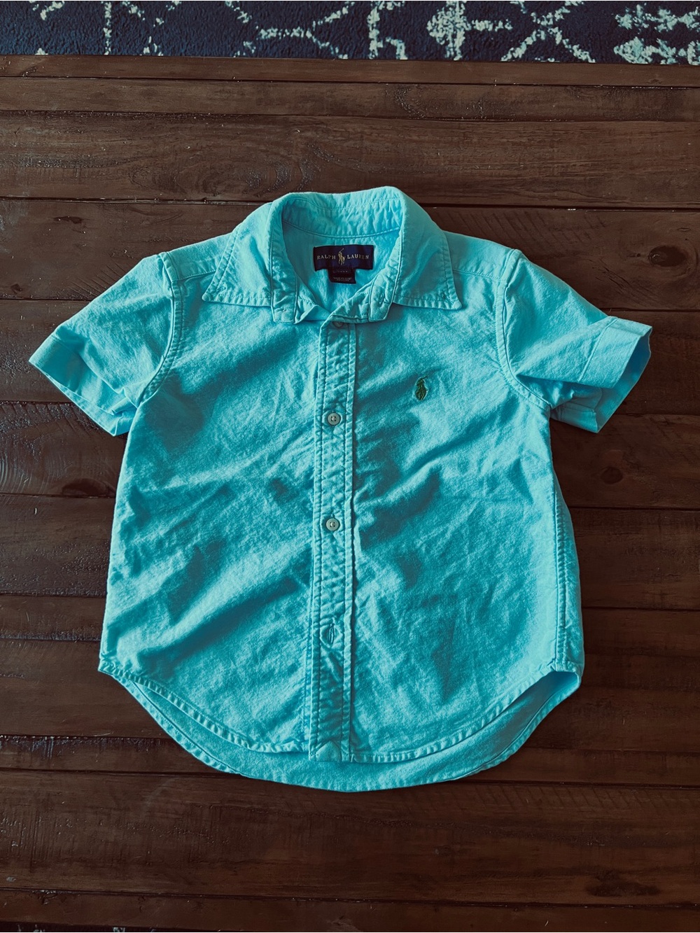 Ralph Lauren Toddler Short-Sleeve Oxford Shirt - Teal Blue, 3T